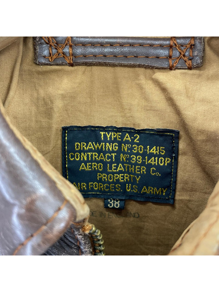 AERO LEATHER A-2 レザージャケット 38 茶