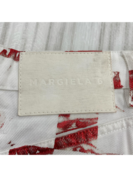 MM6 チェッカーデザインロングスカート 36  レッド×ホワイト