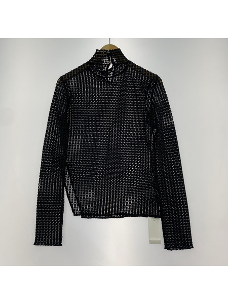 LE CIEL BLEU 長袖Tシャツ・カットソー Dot Lace Sheer Top 黒