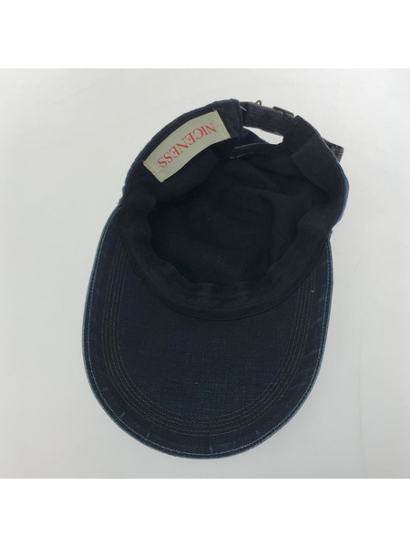 NICENESS リネン ロングビルキャップ インディゴ