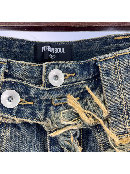 PERSONSOUL DESTRUCTIVE DENIM 加工 変形デニムパンツ M ブルー系