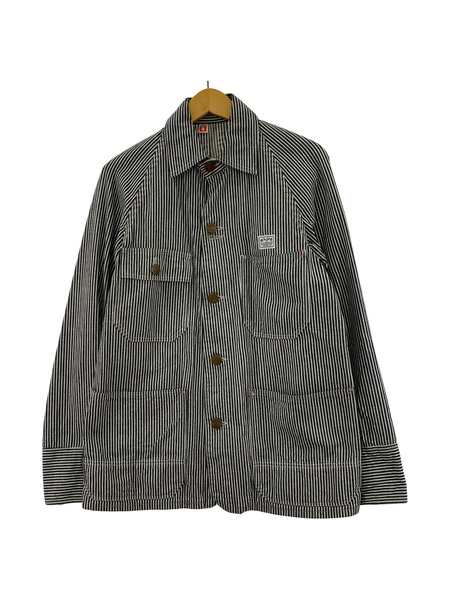 BLUE BLUE×HRM ヒッコリーラグランスリーブカバーオール(S)[値下]