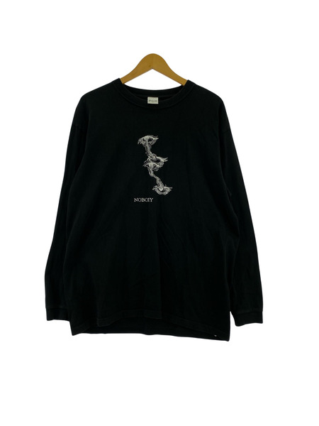 長袖Tシャツ・カットソー nobody 刺繍LSカットソー/黒/L
