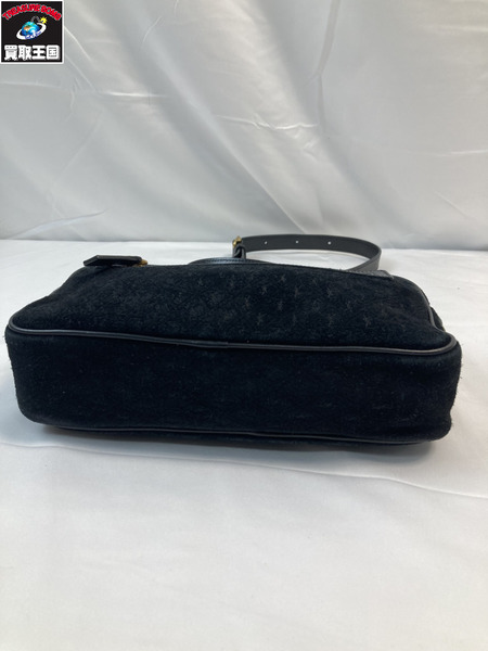 SAINT LAURENT サンローラン モノグラムオールオーバー ショルダーバッグ スウェード ブラック 黒 