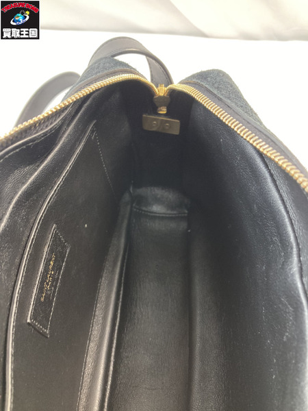 SAINT LAURENT サンローラン モノグラムオールオーバー ショルダーバッグ スウェード ブラック 黒 