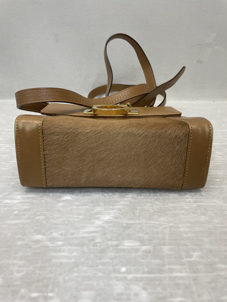 S.Ferragamo ガンチーニ ハラコ×レザー ショルダーバッグ