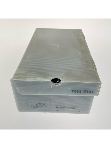 靴 miumiu レザーローカットスニーカー 黒 (9)