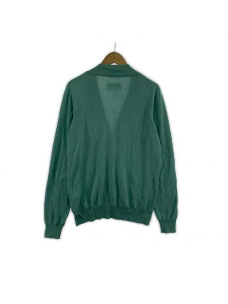 MAISON MARGIELA カーディガン Mロゴ 刺繍コットンニットカーディガン 緑 (M)