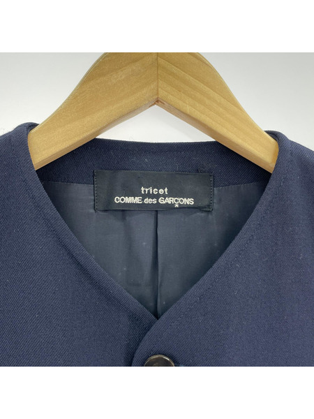 tricot COMME des GARCONS  80s ラウンドカラーウールジャケット ネイビー